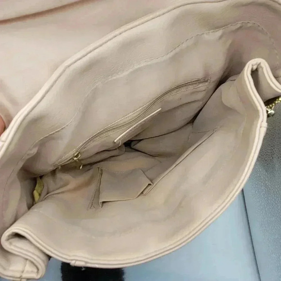 RAMPAGE Vegan Taupe PVC Gold Zipper Accents Backpack Purse Bag Beige Color - Picture 3 of 14